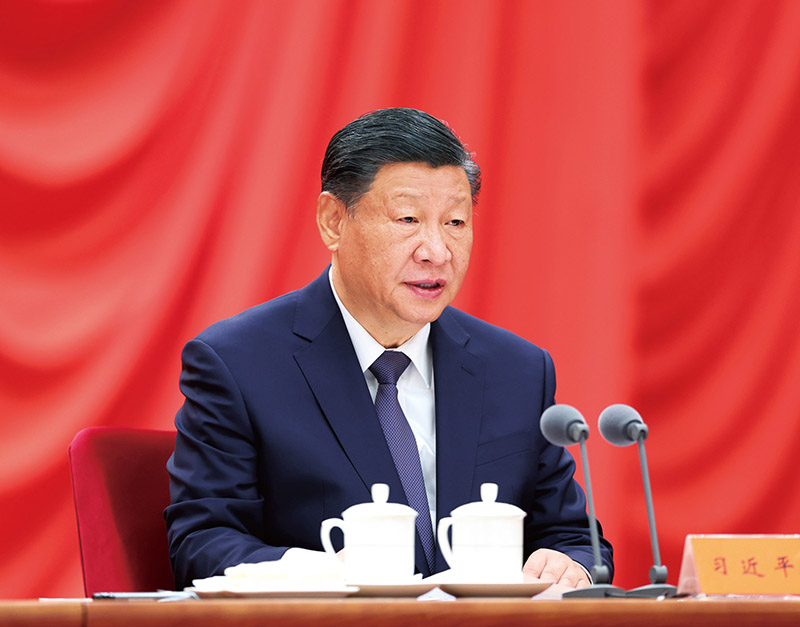 2024年1月8日，中共中央總書(shū)記、國(guó)家主席、中央軍委主席習(xí)近平在中國(guó)共產(chǎn)黨第二十屆中央紀(jì)律檢查委員會(huì)第三次全體會(huì)議上發(fā)表重要講話。 新華社記者 鞠鵬/攝